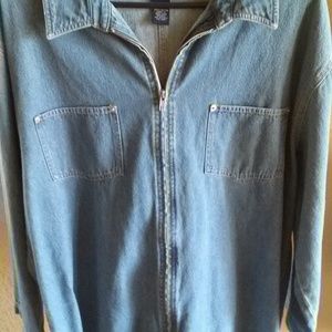 Denim zip-up shirt